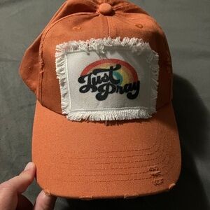 Vibrant Orange Baseball Cap with Decorative Patch